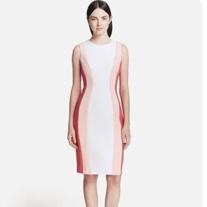 Calvin Klein Pink and White Colorblock Midi Dress